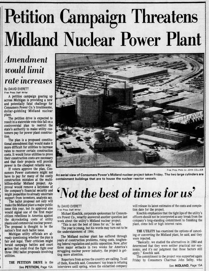 Midland Nuclear Power Plant (Cancelled) - Jan 1984 Opposition To Plant